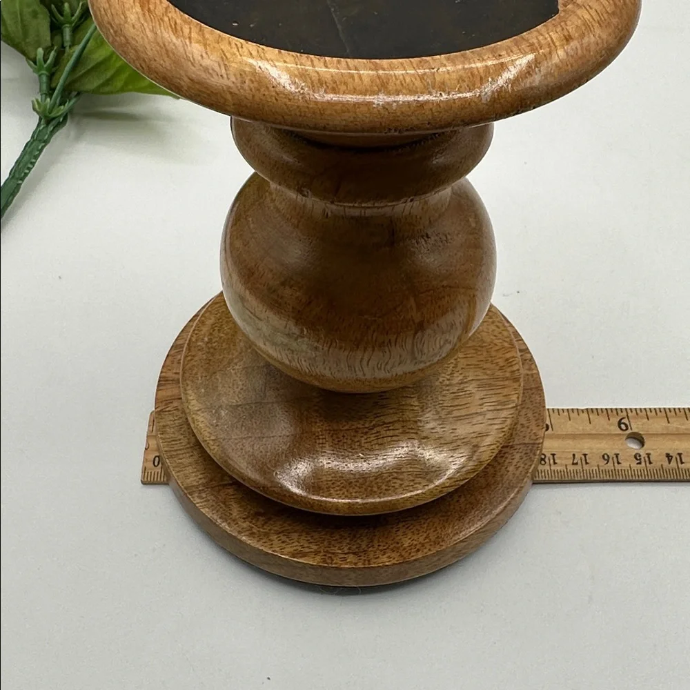 Pottery Barn Fruitwood Natural Candle Holder.